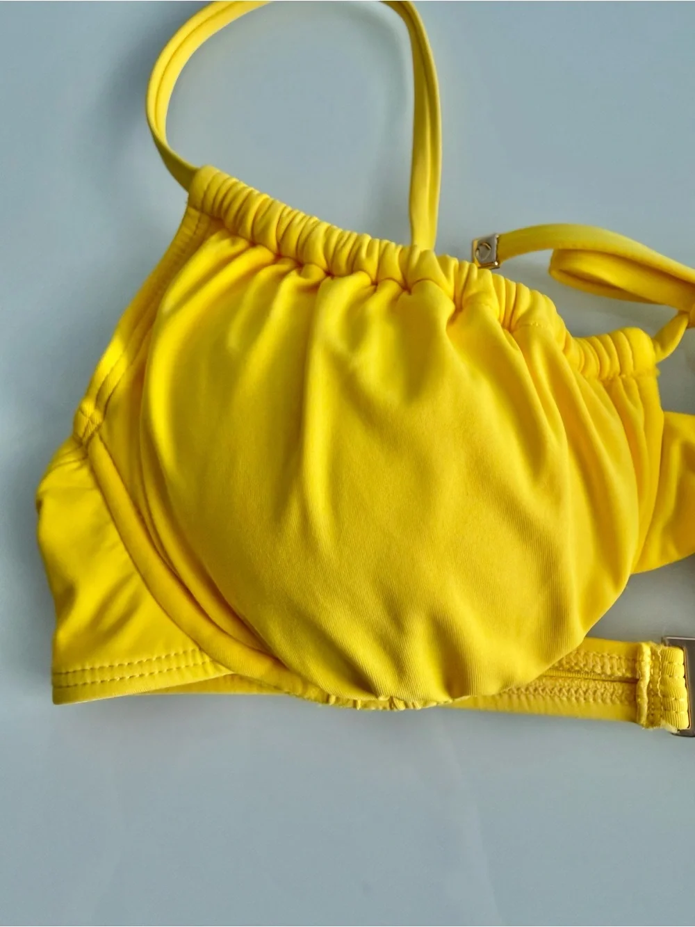 kate spade new york Women's Yellow Cinch Front Underwire Bikini Top Size Small